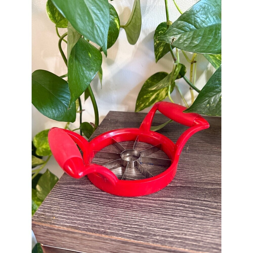 Red apple cutter kitchen accessory